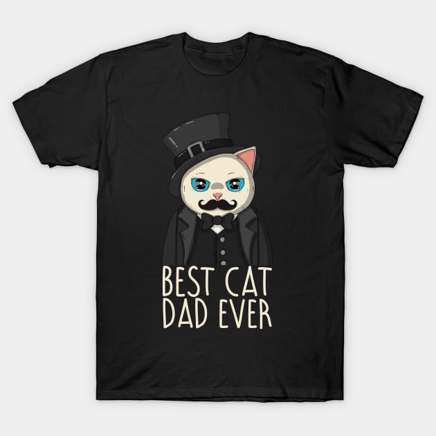 Best Cat Dad Ever White Version T-Shirt by Japanese Neko